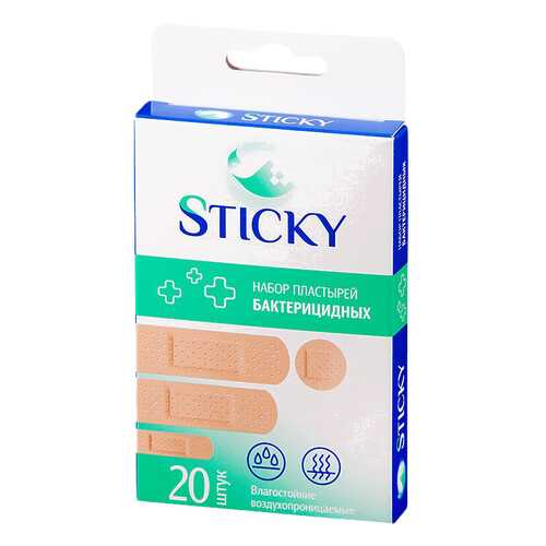 Пластырь бактерицидный Sticky влагостойкий 1,9 х 7,2 см 20 шт. в Аптека Классика