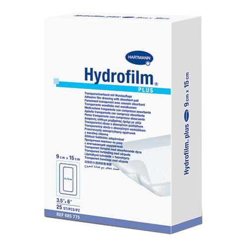 Прозрачная повязка HARTMANN Hydrofilm plus с впитывающей подушечкой 9 см х 15 см 25 шт. в Аптека Классика