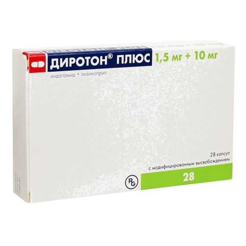 Диротон Плюс капсулы с модиф.высвоб.1,5 мг+10 мг №28 в Аптека Классика