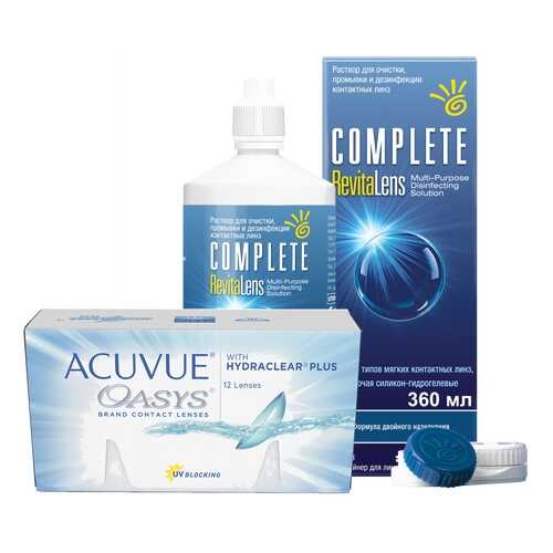 Контактные линзы Acuvue Oasys 12 линз R 8.4 -0.50 + Раствор Complete RevitaLens 360 мл в Аптека Классика