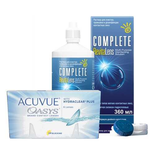 Контактные линзы Acuvue Oasys 6 линз R 8.4 -3.25 + Раствор Complete RevitaLens 360 мл в Аптека Классика