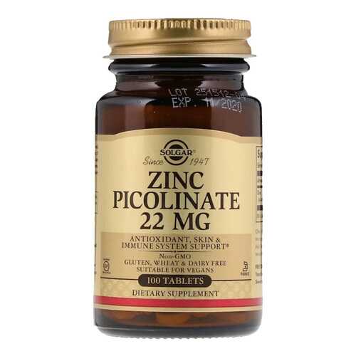 Цинк Solgar Zinc Picolinate 100 табл. без вкуса в Аптека Классика